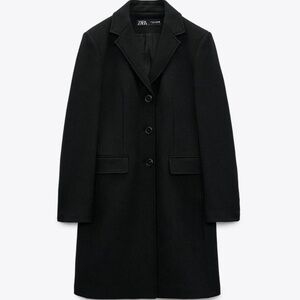 NWT ZARA WOMEN MANTECO WOOL BLEND WOOL BLEND COAT BLACK - L